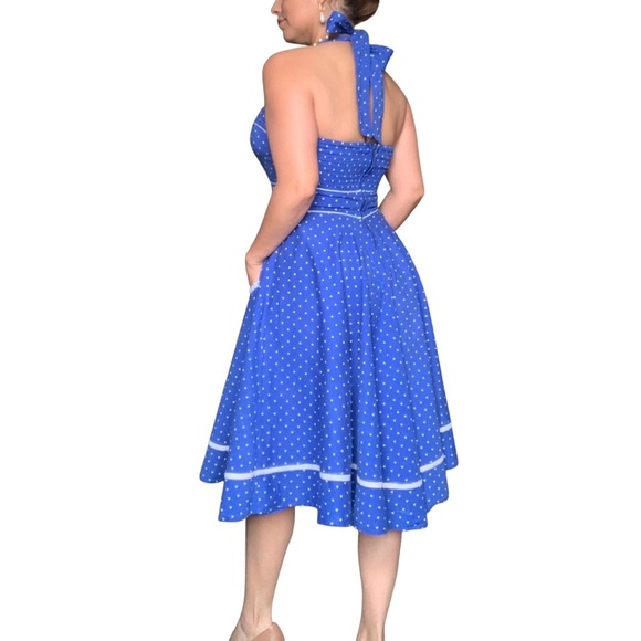 Hell Bunny Blueberry Swing Dress polka dots - small - Picture 8 of 10